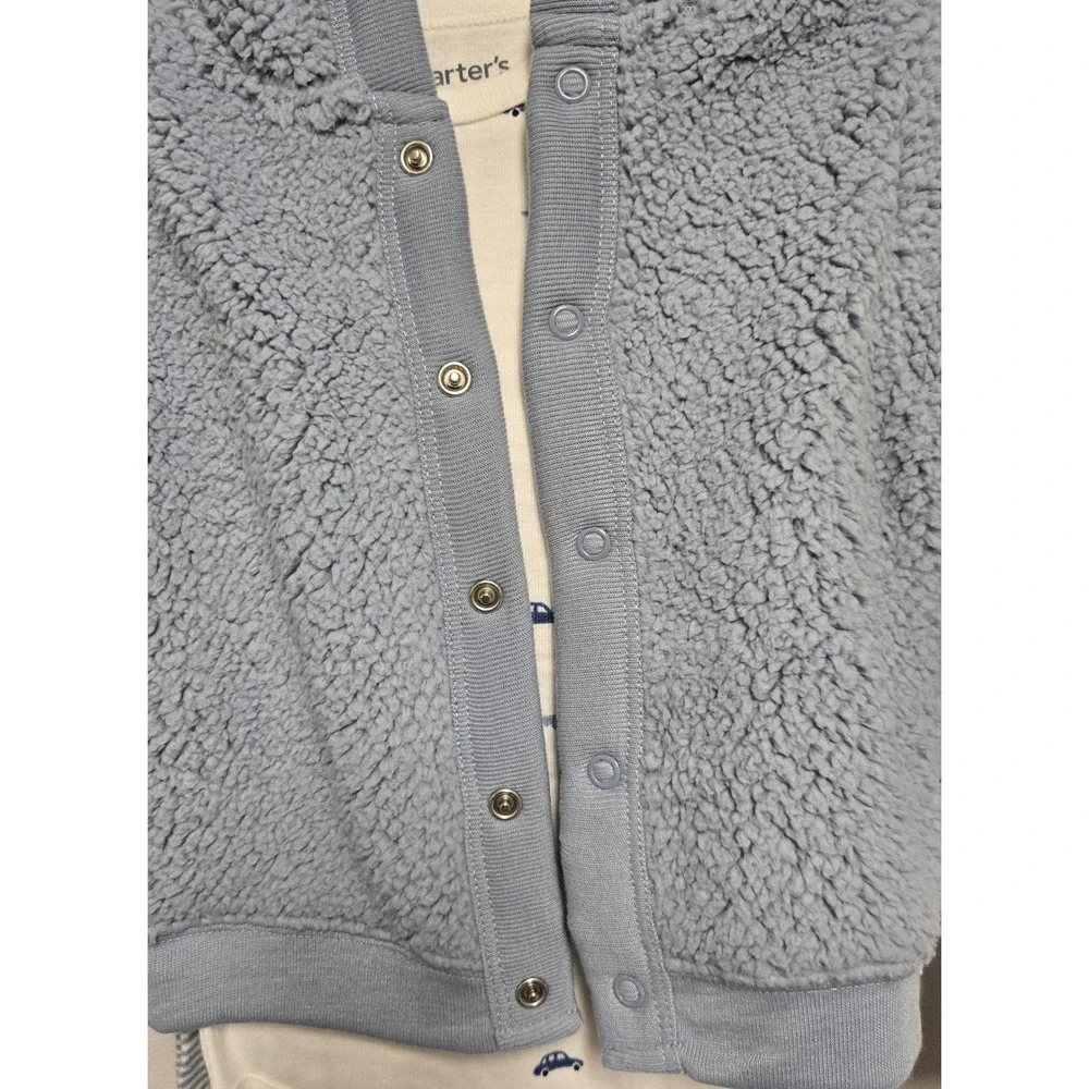 Carters Just One You Baby Boy 3pc Sherpa Hoodie Bodysuit Pants Set Blue 9M NEW